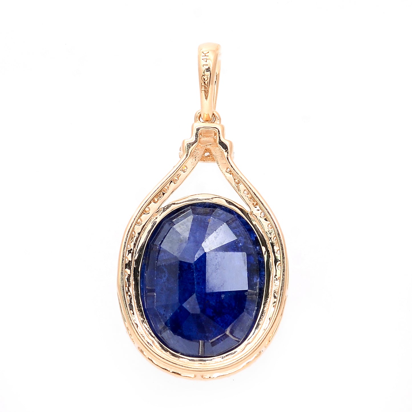 4.34 Ct Oval Mixed Cut Natural Sapphire 14K Gold Pendant