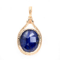 4.34 Ct Oval Mixed Cut Natural Sapphire 14K Gold Pendant