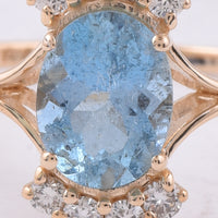 1.39 Ct Oval Natural Aquamarine 14K Gold Ring