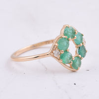 0.66 Ct Round Natural Emerald 14K Gold Ring