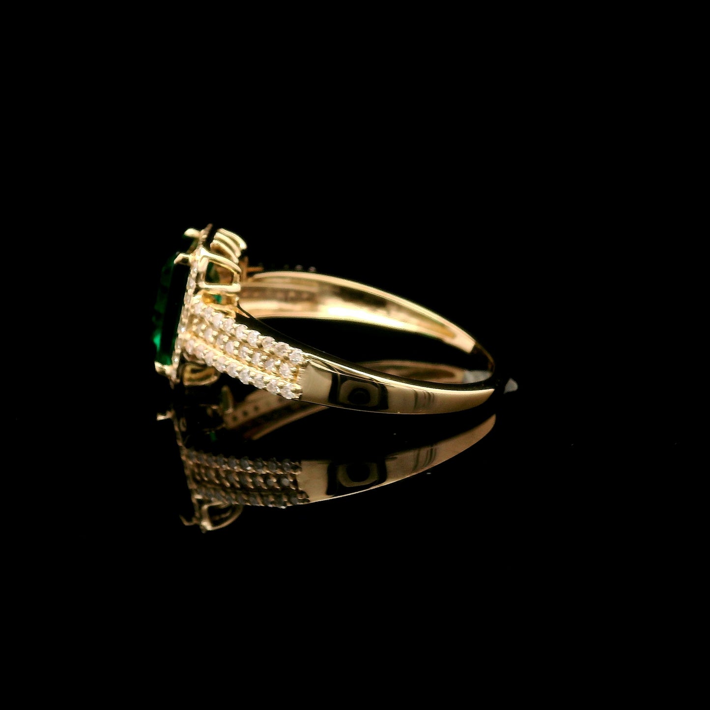 1.85 Ct Emerald Cut Lab Grown Emerald 14K Gold Ring