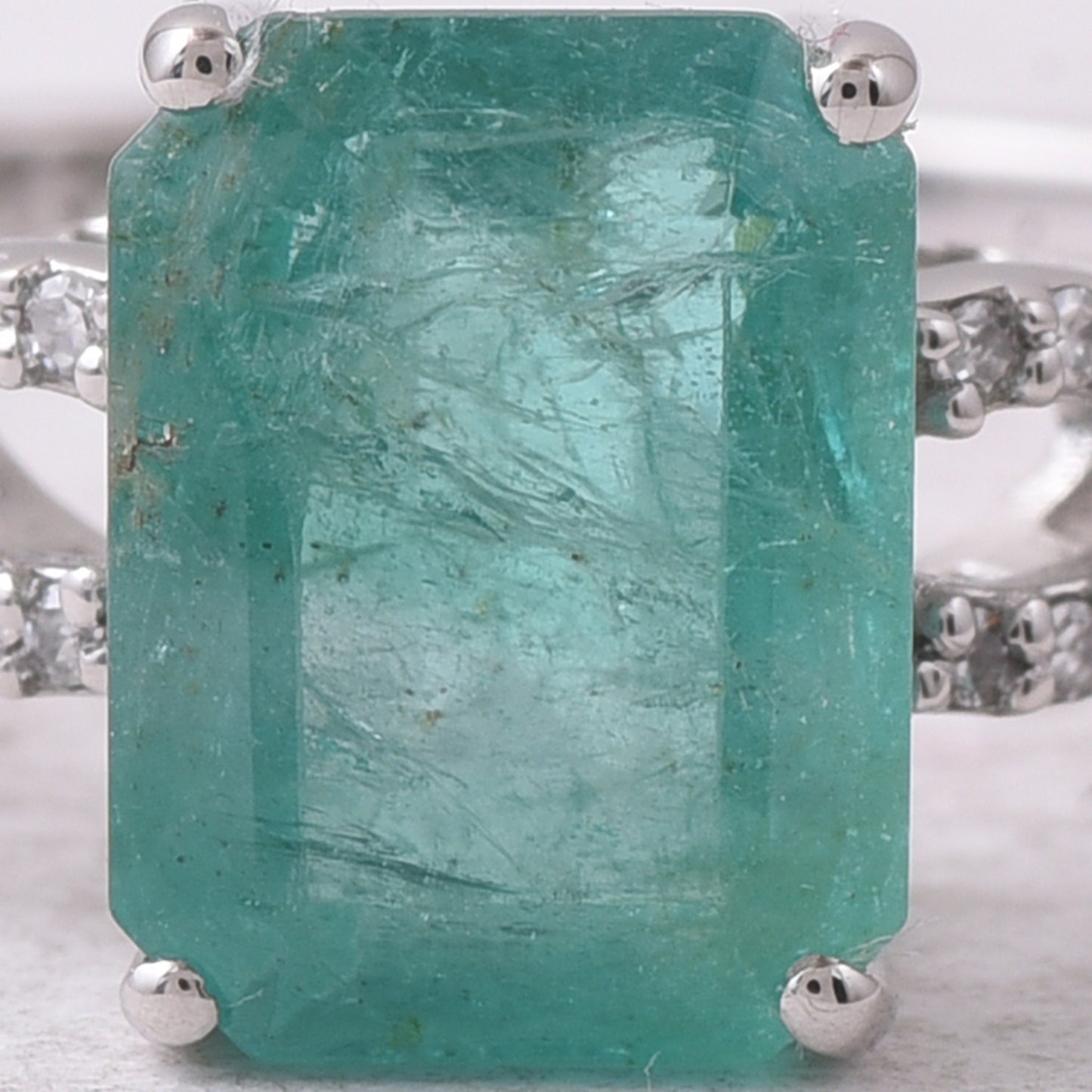 2.54 Ct Octagon Step Cut Natural Emerald 950 Platinum Ring