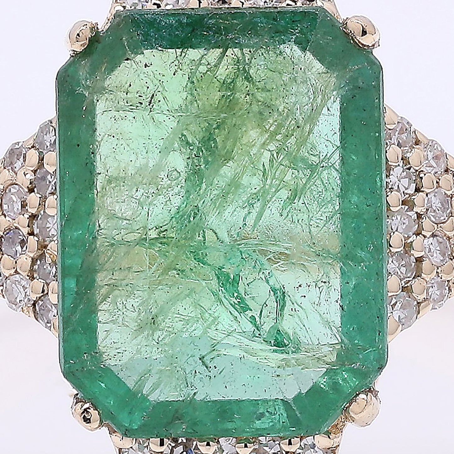 2.60 Ct Octagon Step Cut Natural Emerald 14K Gold Ring