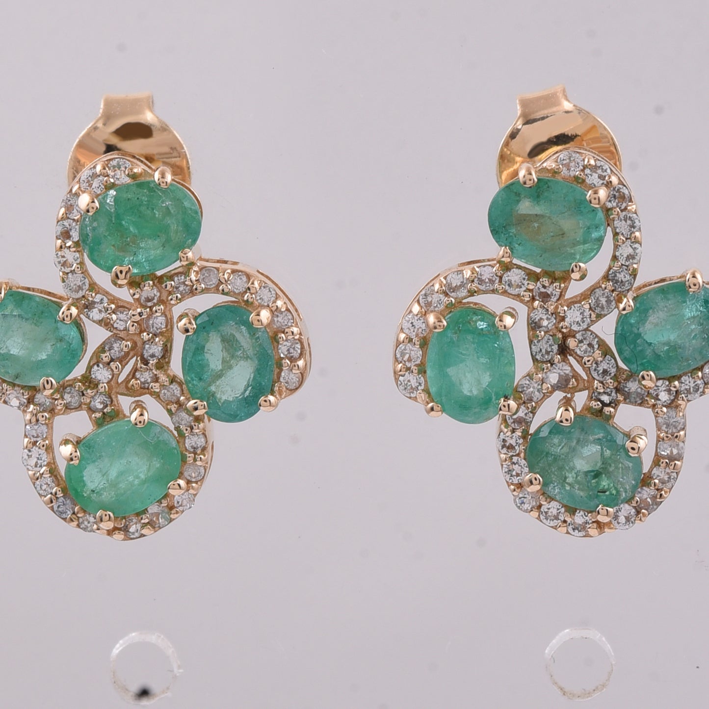 1.85 Ct Oval Natural Emerald 14K Gold Earrings