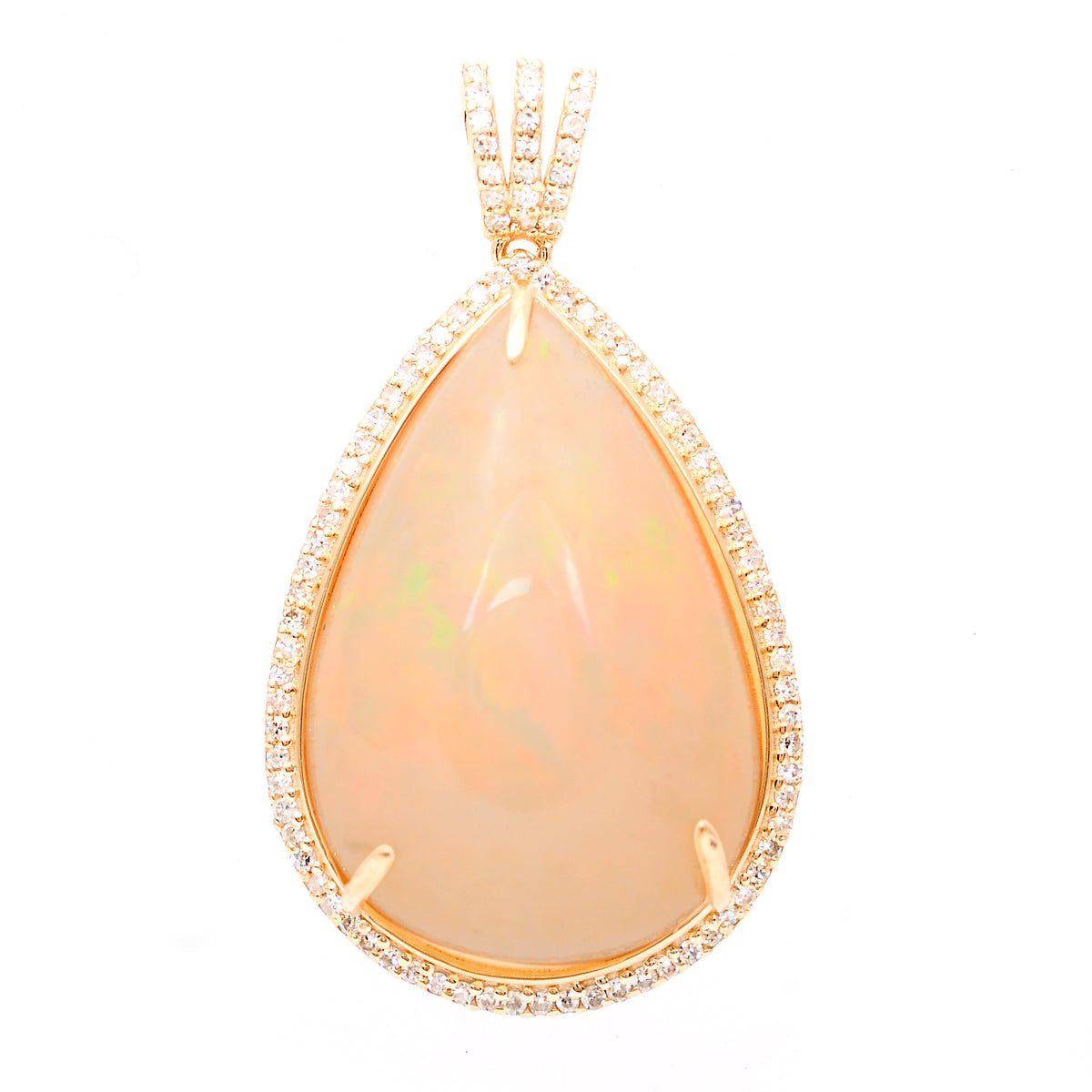 19.95 Ct Pear Natural Opal 14K Gold Pendant