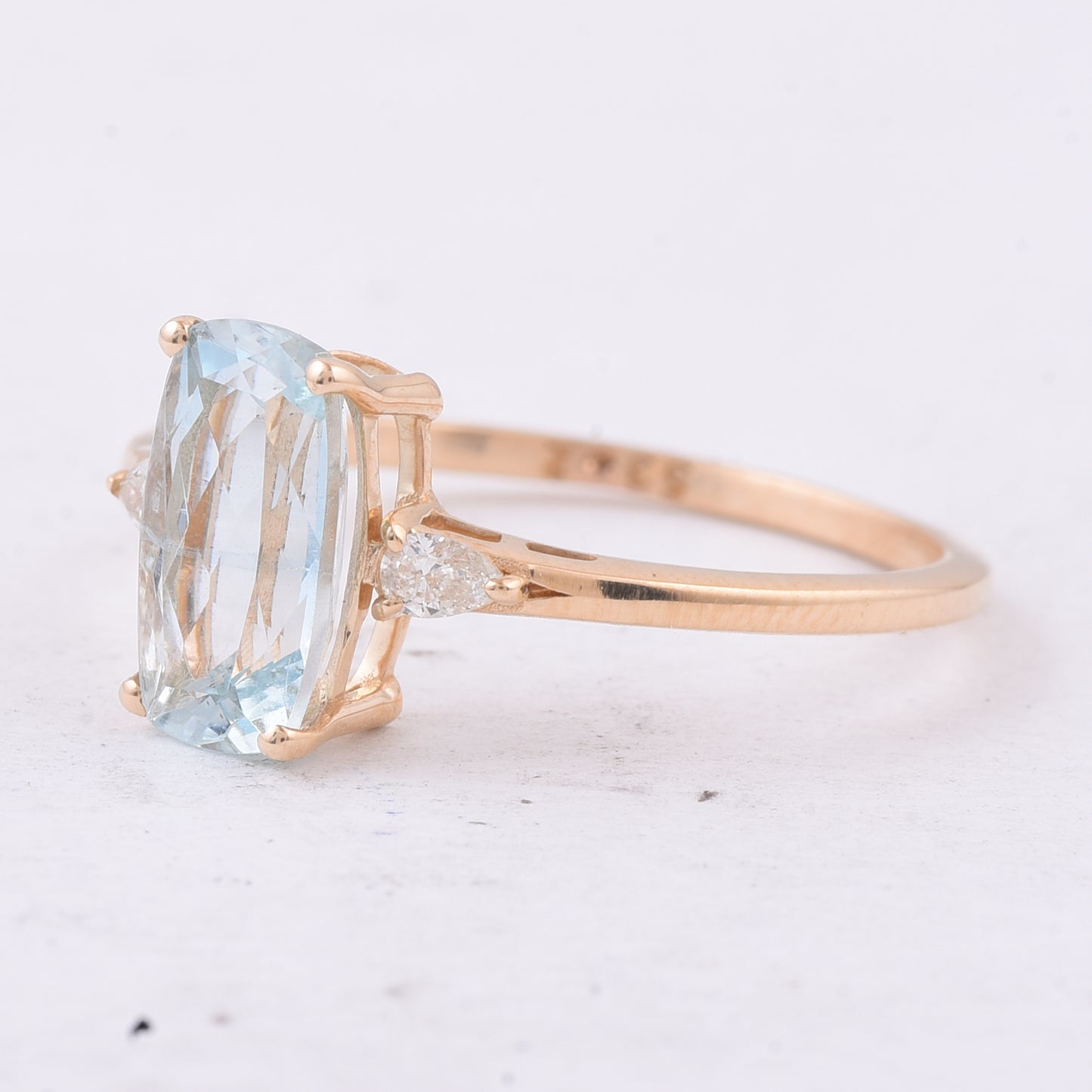1.62 Ct Cushion Natural Aquamarine 14K Gold Ring