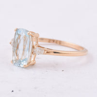 1.62 Ct Cushion Natural Aquamarine 14K Gold Ring
