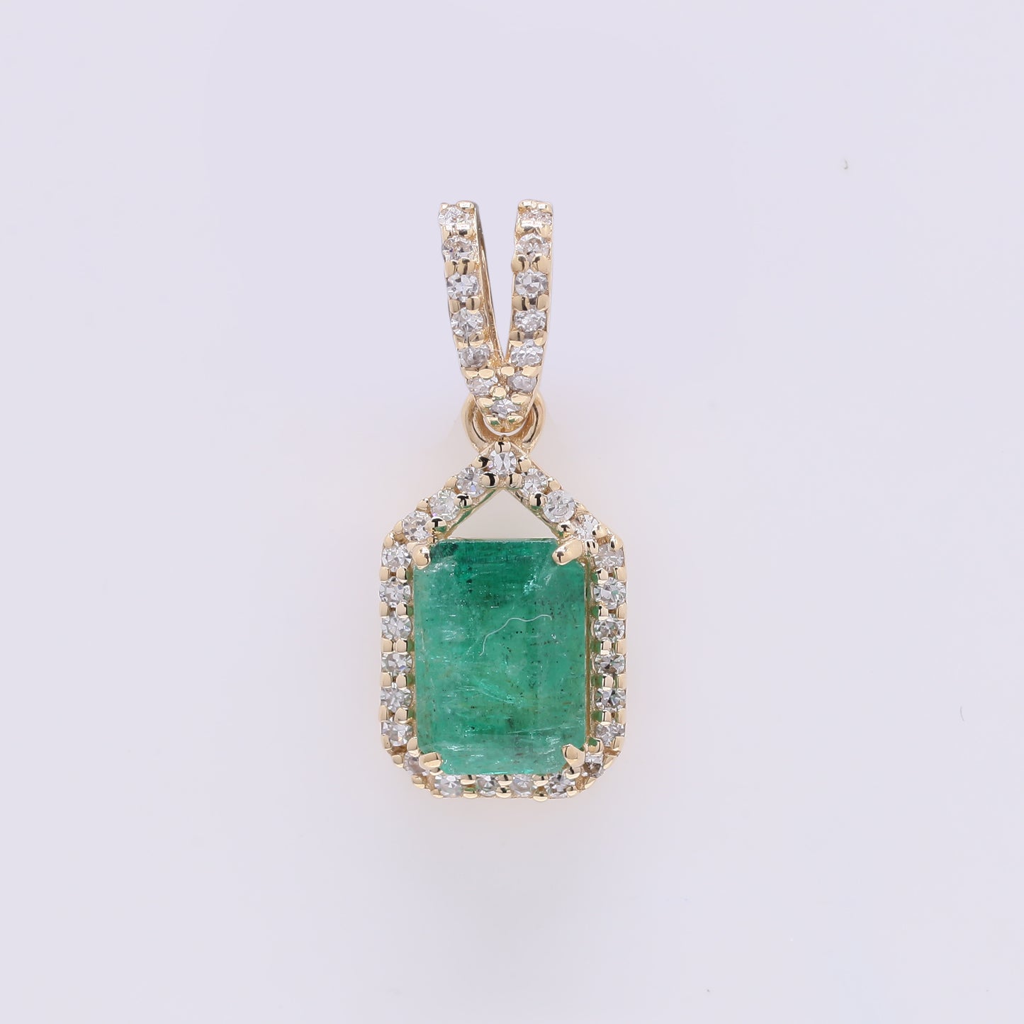 1.12 Ct Octagon Step Cut Natural Emerald 14K Gold Pendant