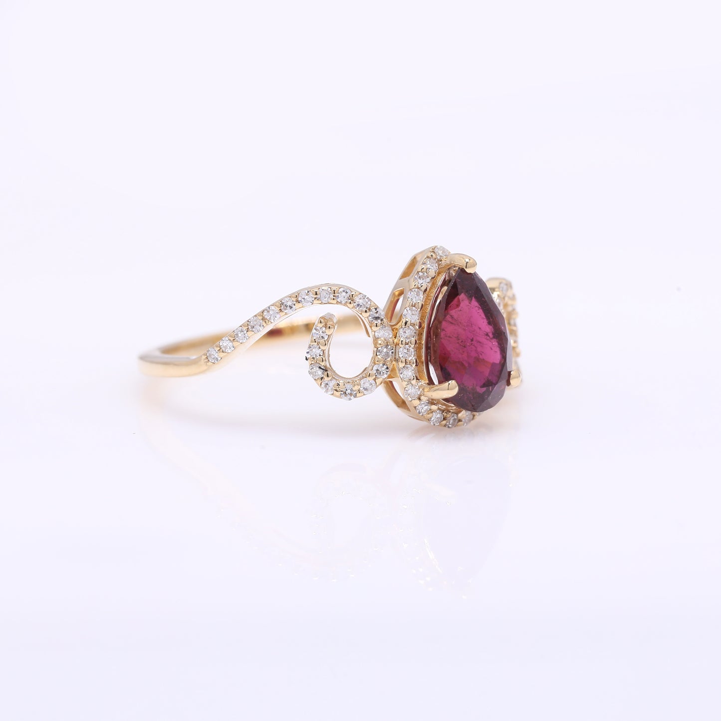 1.25 Ct Pear Mixed Cut Natural Tourmaline 14K Gold Ring
