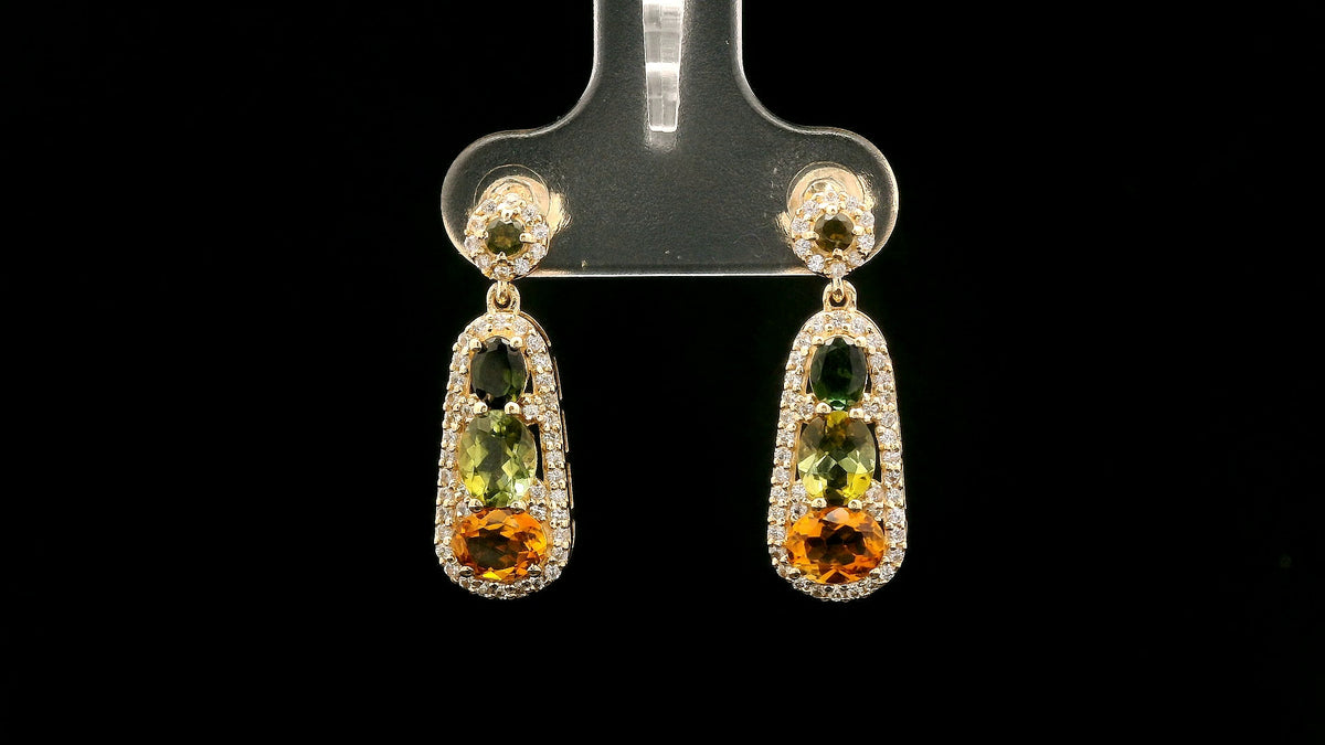 2.15 Ct Oval Tourmaline 14K Gold Earrings