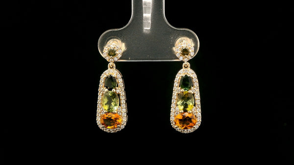 2.15 Ct Oval Tourmaline 14K Gold Earrings
