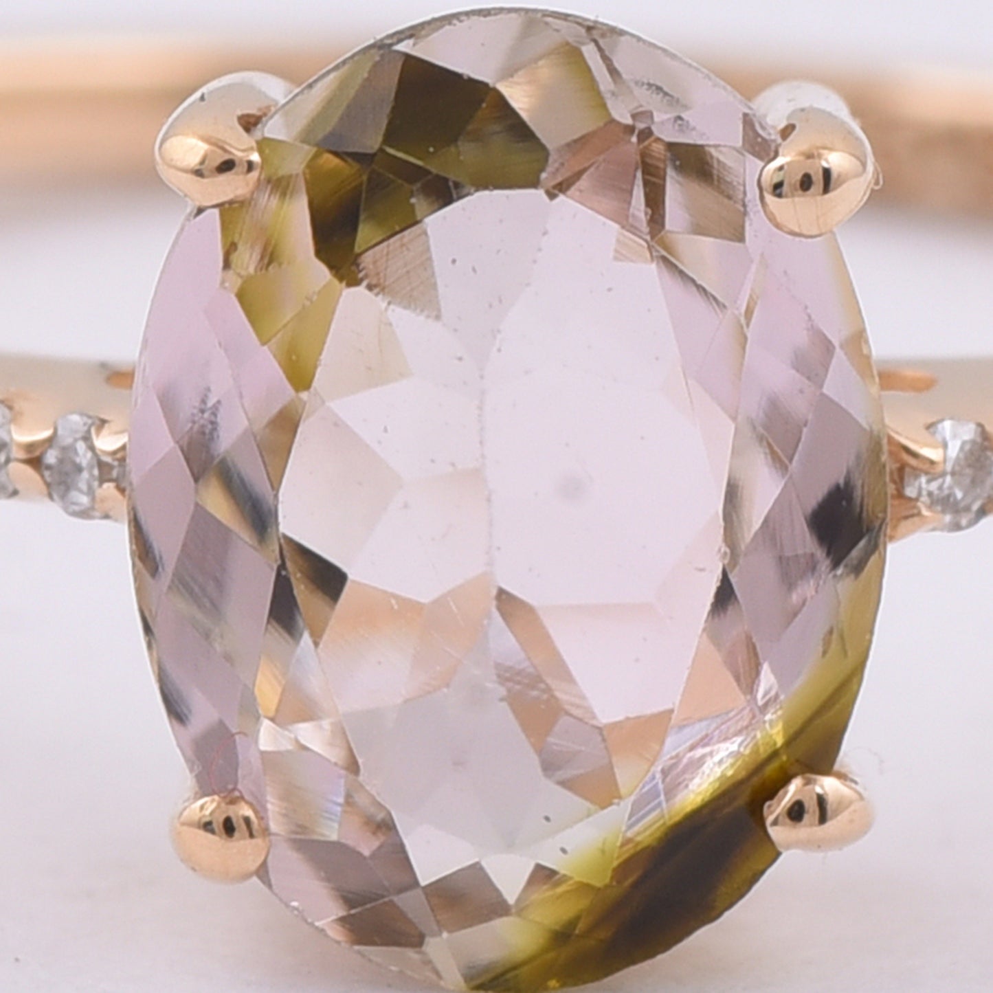 1.13 Ct Oval Natural Bi-Coloured Tourmaline 14K Gold Ring