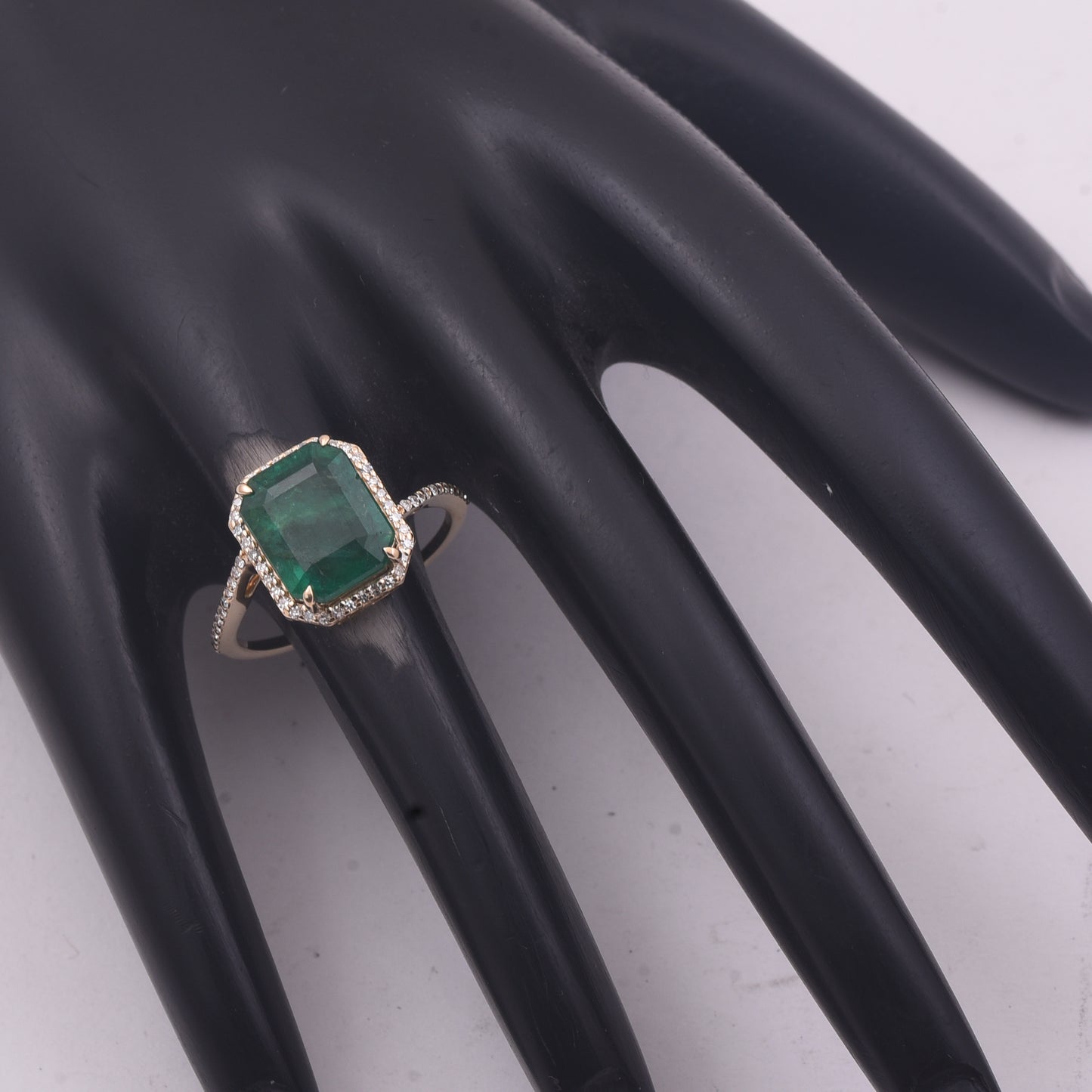 4.08 Ct Octagon Step Cut Natural Emerald 14K Gold Ring