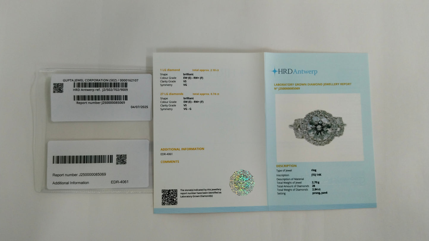 2.84 Carats Lab Grown Diamond 14K Gold Ring