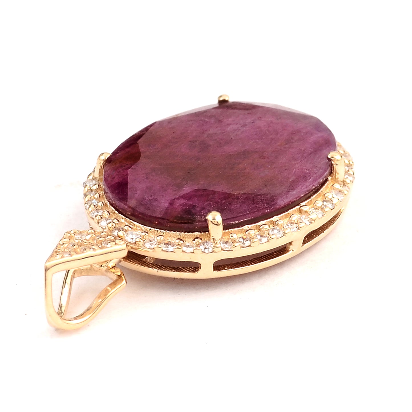 4.51 Ct Oval Mixed Cut Natural Corundum Ruby 14K Gold Pendant