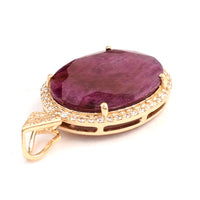 4.51 Ct Oval Mixed Cut Natural Corundum Ruby 14K Gold Pendant