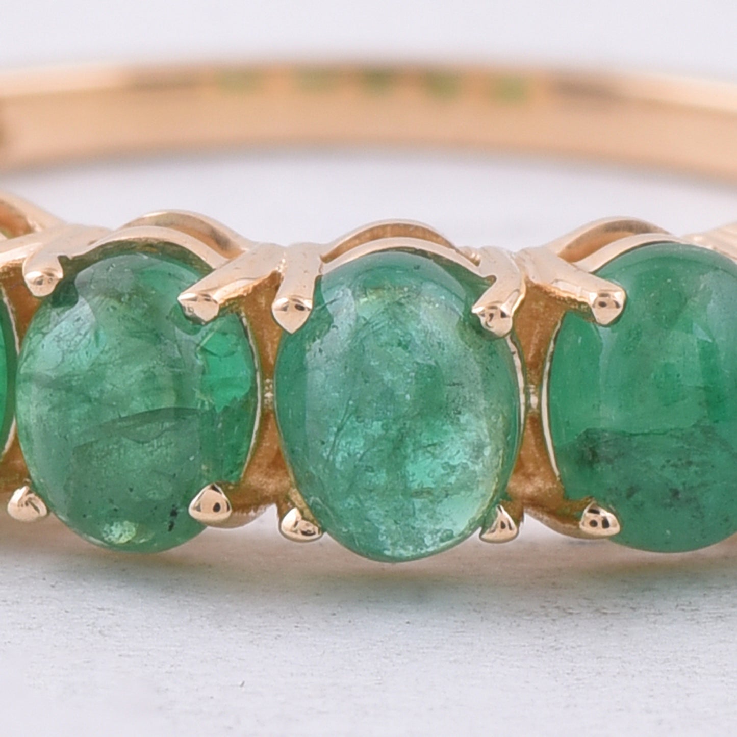 1.06 Ct Oval Cabochon Cut Natural Emerald 14K Gold Ring