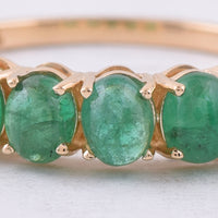 1.06 Ct Oval Cabochon Cut Natural Emerald 14K Gold Ring