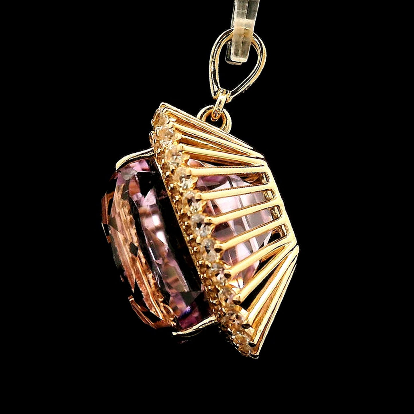 23.68 Ct Cushion Kunzite 14K Gold Pendant