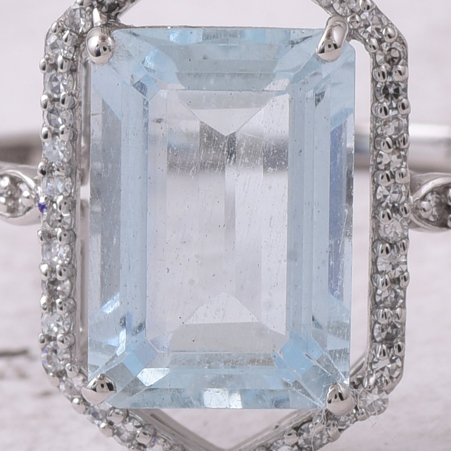 3.11 Ct Octagon Step Cut Natural Aquamarine 950 Platinum Ring