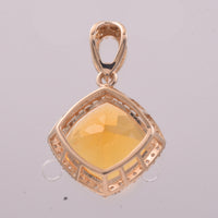 2.85 Ct Cushion Mixed Cut Natural Fire Opal 14K Gold Pendant