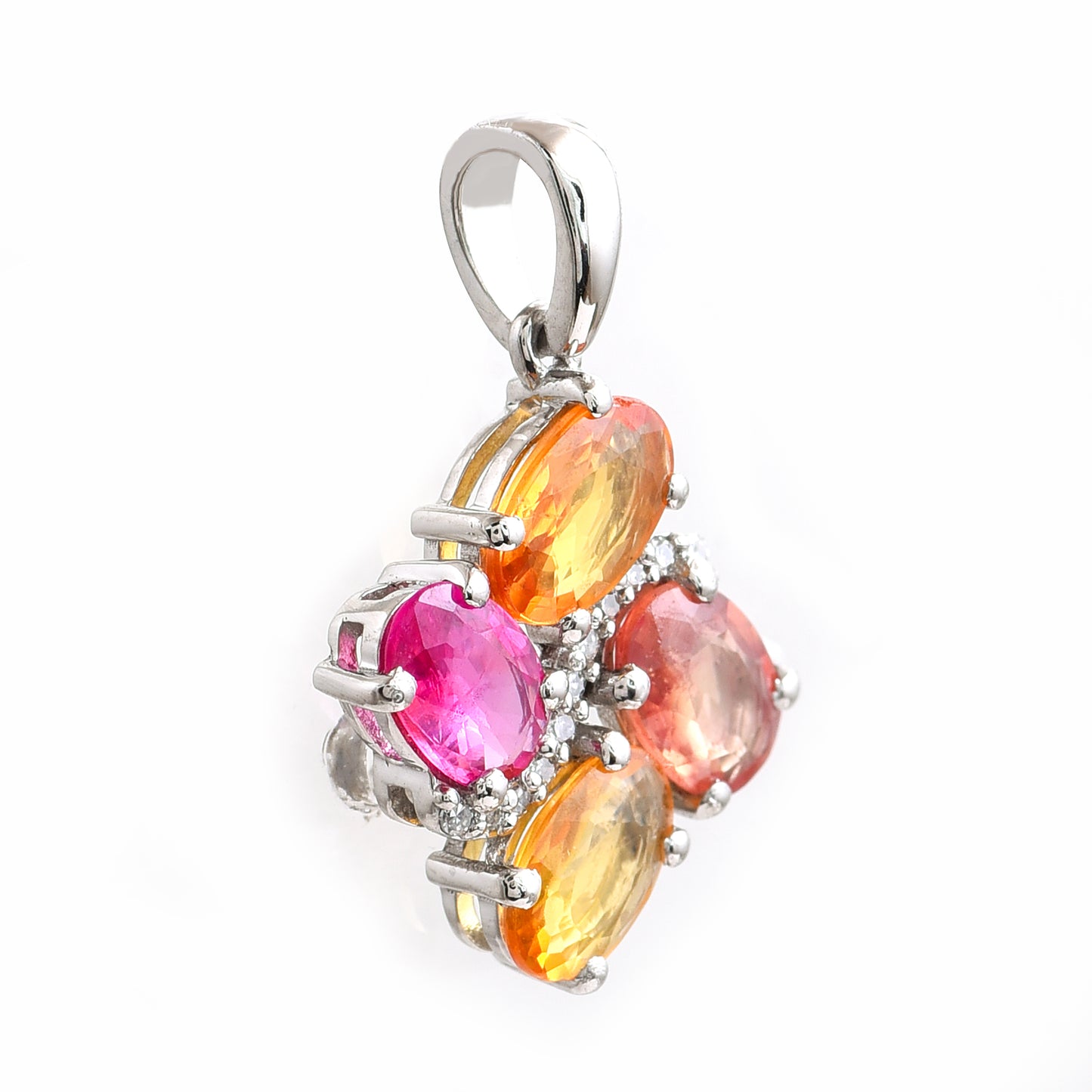 2.19 Ct Oval Multi Sapphire 950 Platinum Pendant