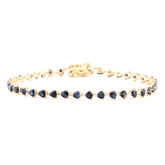 4.90 Ct Trillion Sapphire 14K Gold Bracelet