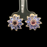 4.19 Ct Round Multi Tourmaline 14K Gold Earrings