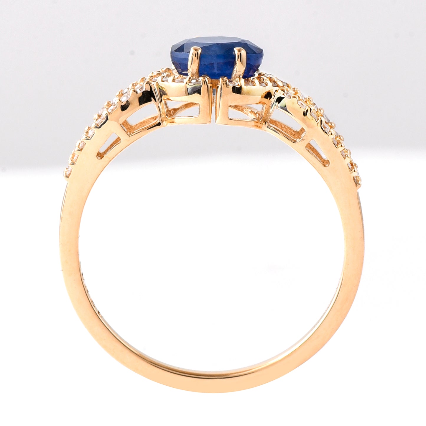 1.20 Ct Oval Mixed Cut Natural Sapphire 14K Gold Ring