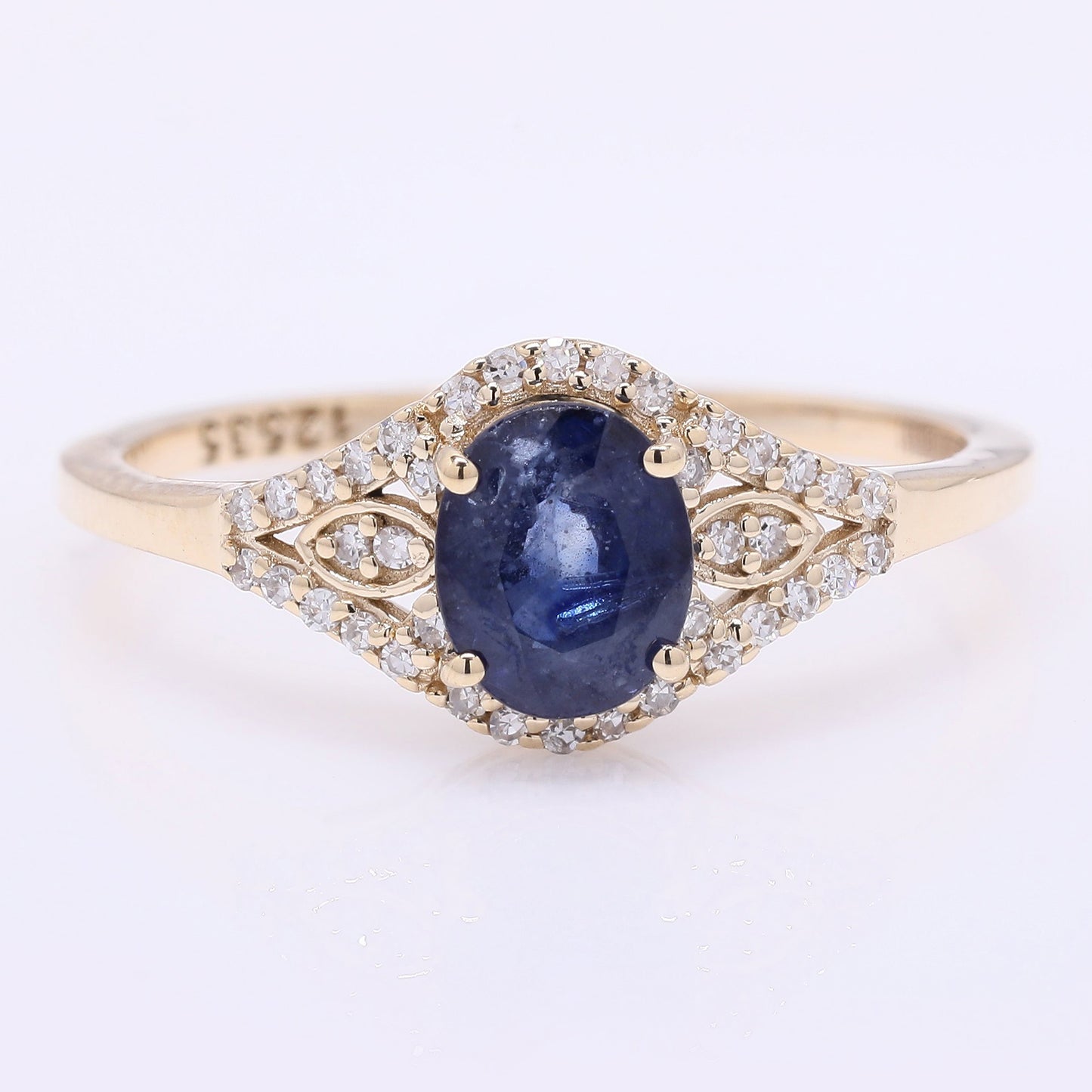 1.19 Ct Oval Mixed Cut Natural Sapphire 14K Gold Ring