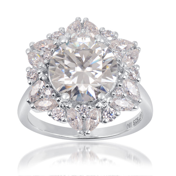 4.55 Ct Round Moissanite 925 Sterling Silver Ring