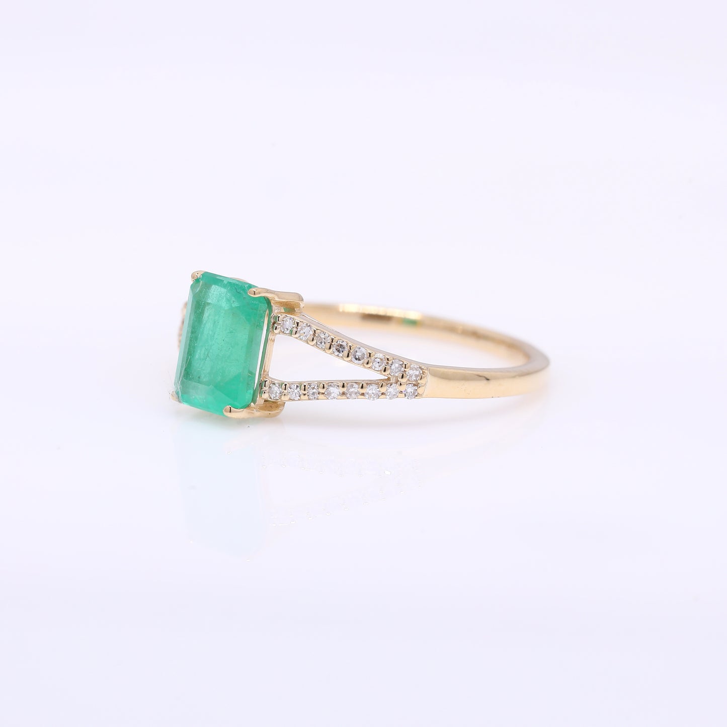 1.16 Ct Octagon Step Cut Natural Emerald 14K Gold Ring
