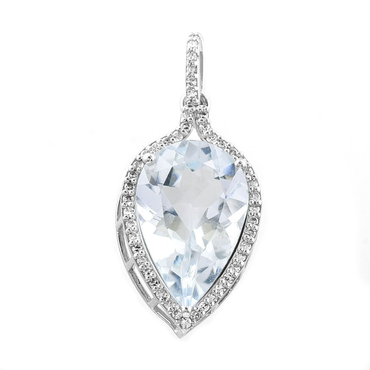 3.88 Ct Pear Mixed Cut Natural Aquamarine 950 Platinum Pendant