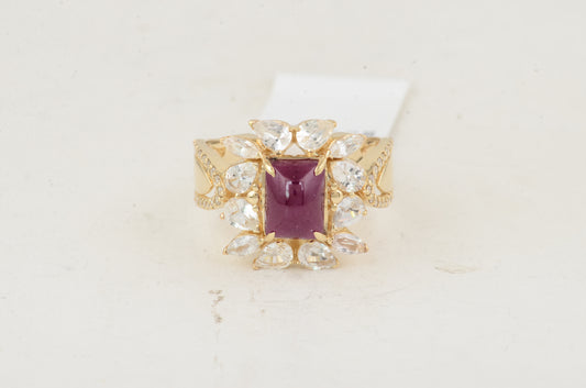 4.09 Ct Octagon Ruby 14K Gold Ring