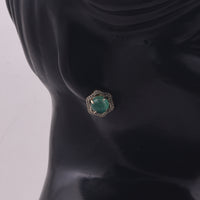 5.12 Ct Round Emerald 9K Gold Earrings