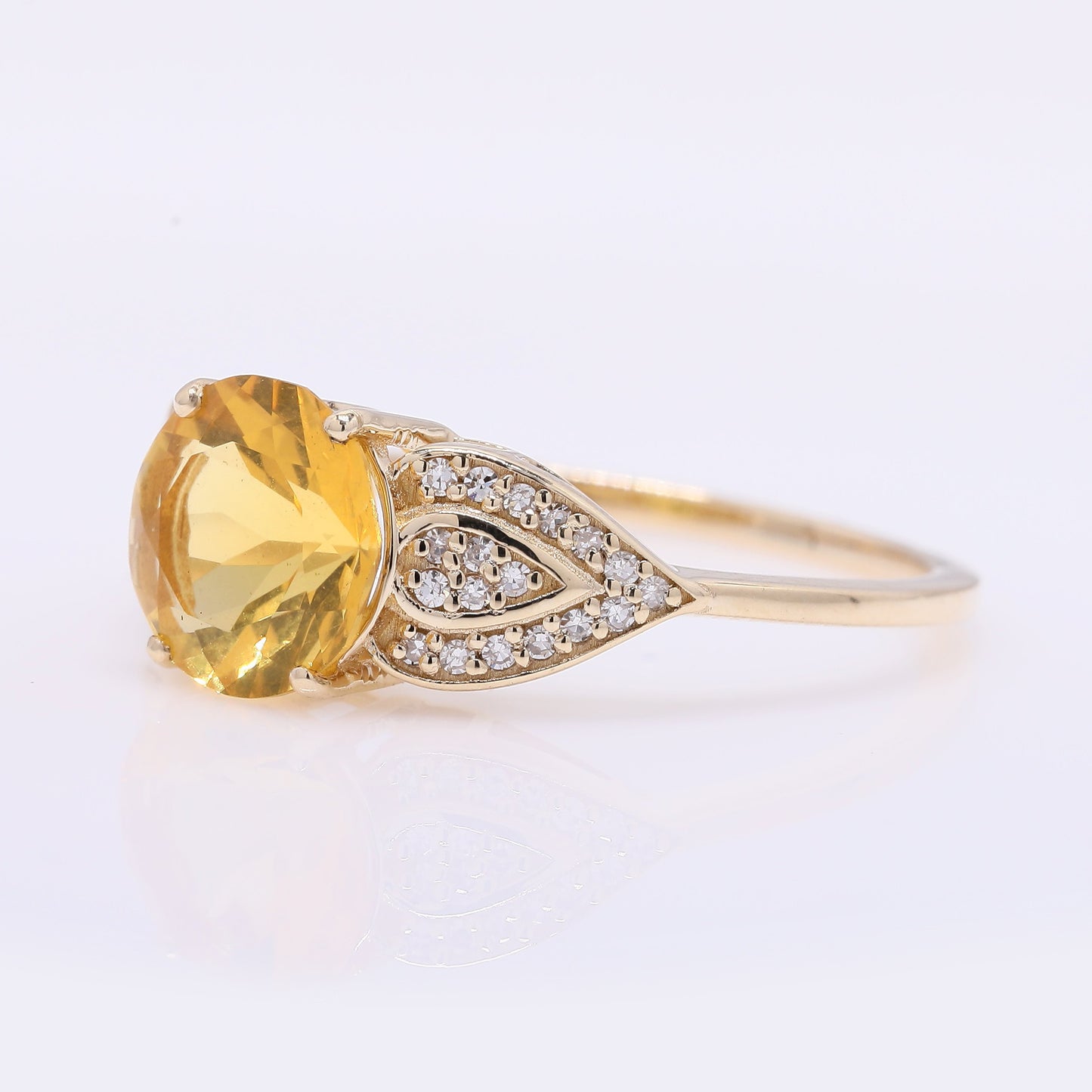 1.25 Ct Round Mixed Cut Natural Fire Opal 14K Gold Ring