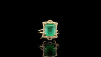 3.37 Ct Octagon Natural Emerald 14K Gold Ring