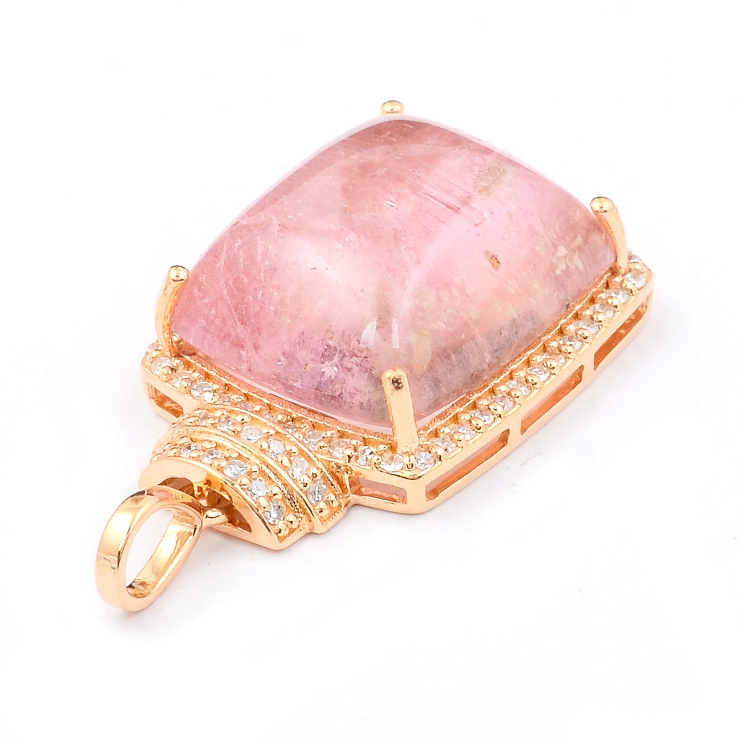 10.36 Ct Cushion Cabochon Cut Natural Tourmaline 14K Gold Pendant