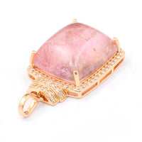10.36 Ct Cushion Cabochon Cut Natural Tourmaline 14K Gold Pendant