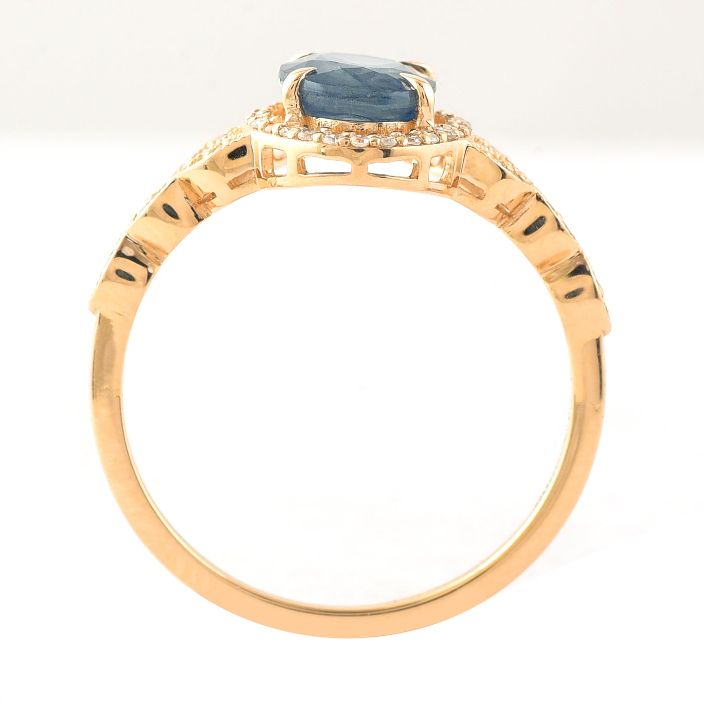 1.69 Ct Oval Mixed Cut Natural Sapphire 14K Gold Ring