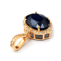 3.55 Ct Oval Mixed Cut Natural Sapphire 14K Gold Pendant