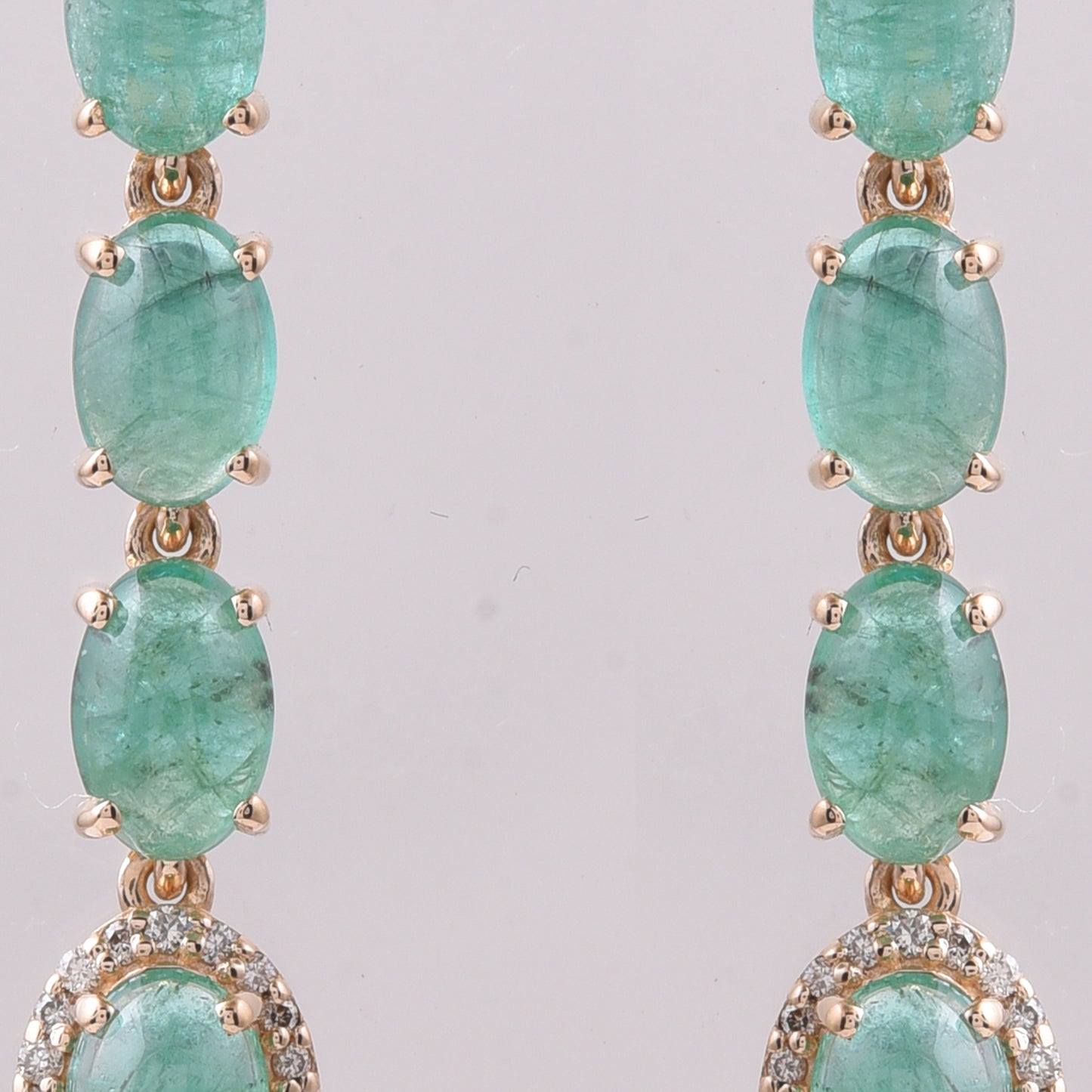 4.03 Ct Oval Cabochon Cut Natural Emerald 14K Gold Earrings