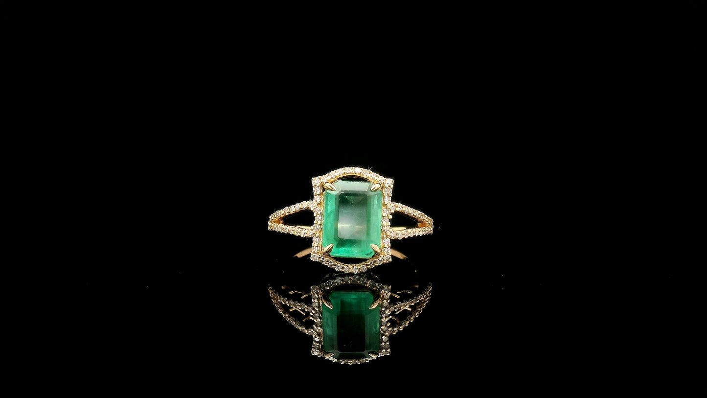2.30 Ct Octagon Natural Emerald 14K Gold Ring
