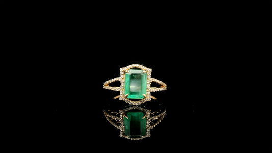 2.30 Ct Octagon Natural Emerald 14K Gold Ring