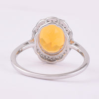 1.88 Ct Oval Mixed Cut Natural Fire Opal 950 Platinum Ring