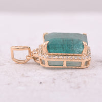 4.65 Ct Octagon Step Cut Natural Emerald 14K Gold Pendant