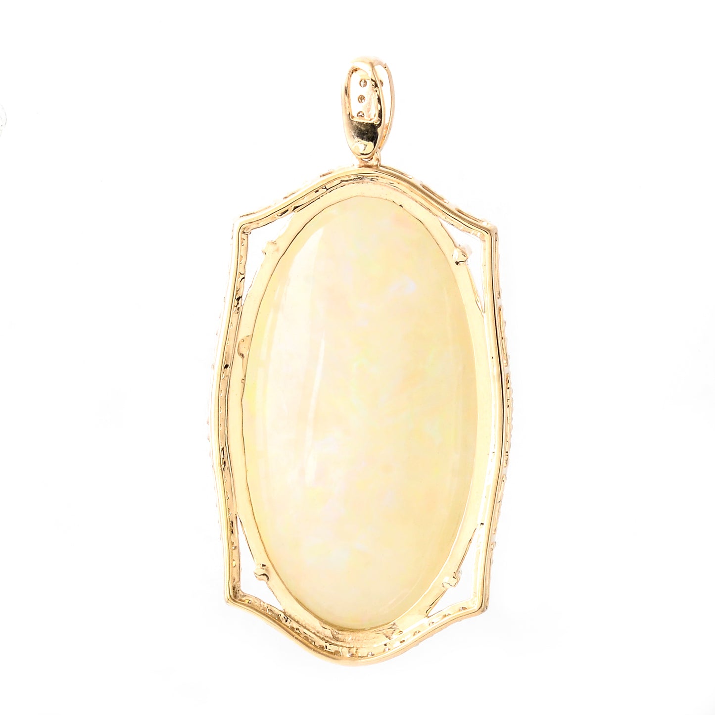 17.03 Ct Oval Cabochon Natural Opal 14K Gold Pendant