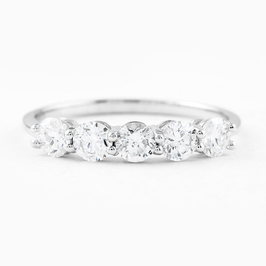 0.86 Ct Round Lab Grown Diamond 925 Silver Ring