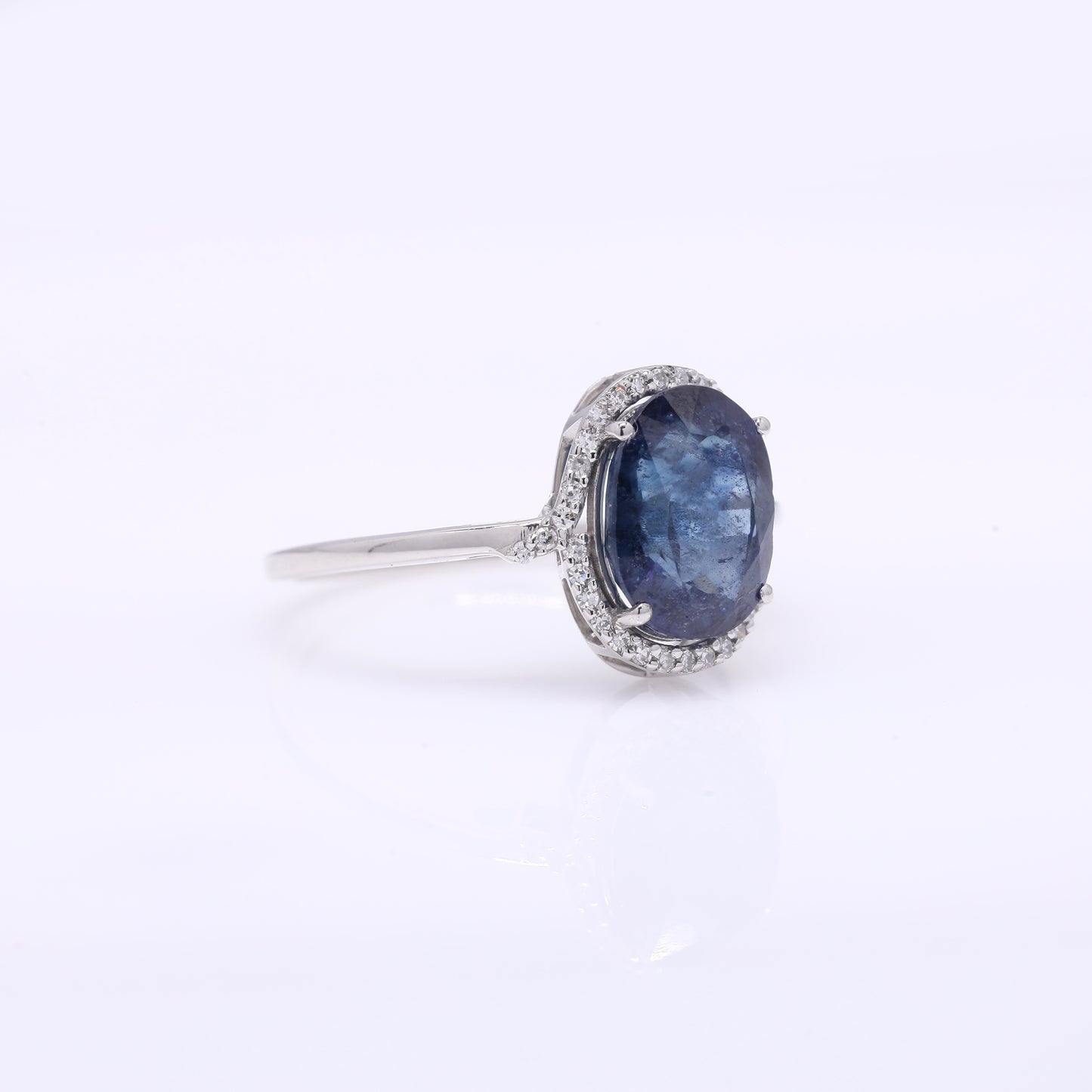3.78 Ct Oval Mixed Cut Natural Sapphire 950 Platinum Ring