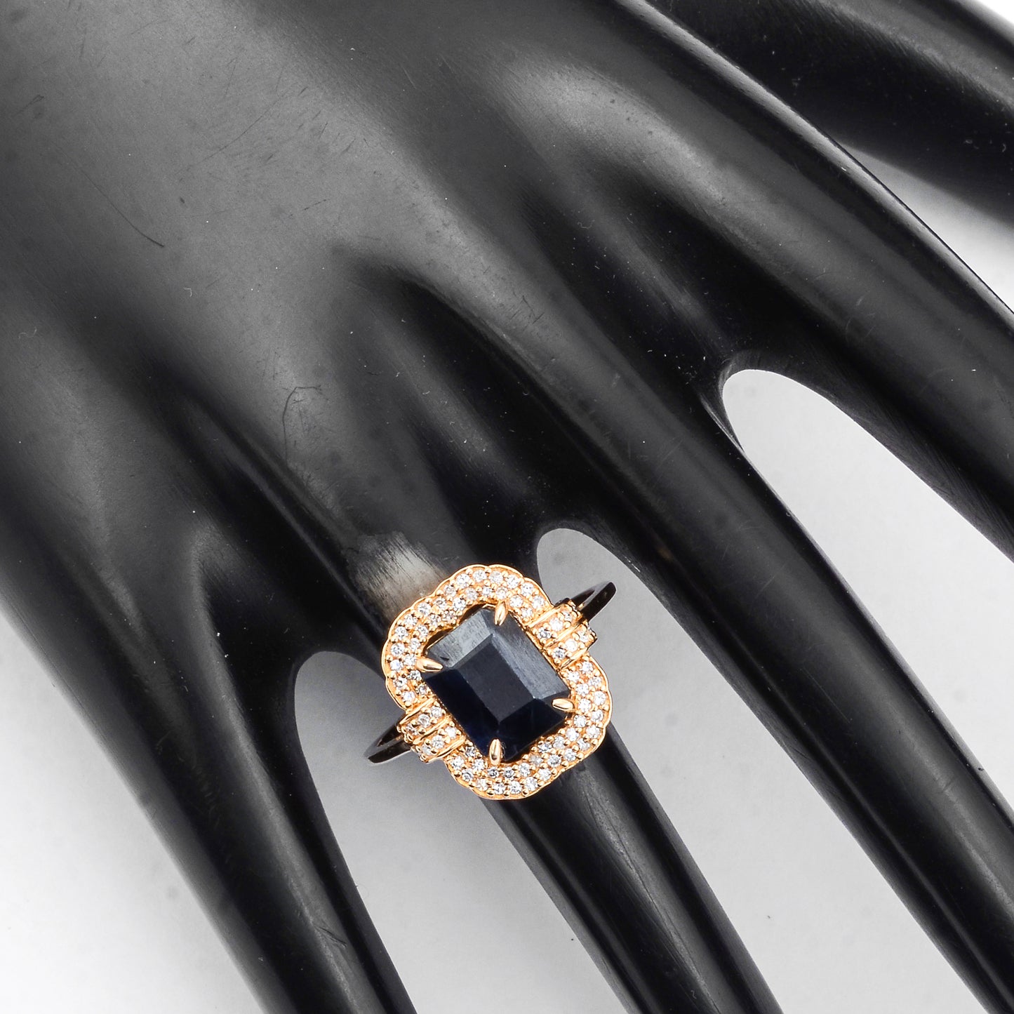 2.74 Ct Octagon Step Cut Natural Sapphire 14K Gold Ring
